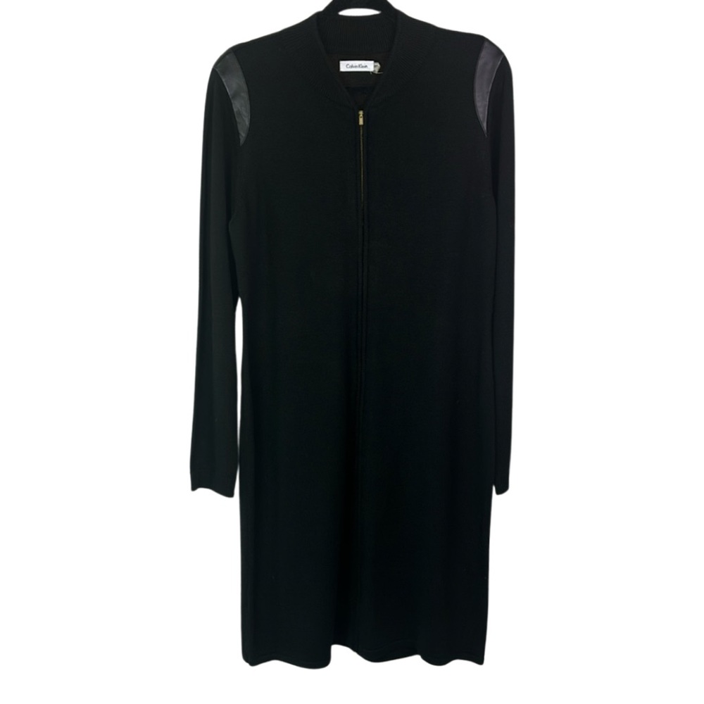 Calvin Klein Black Knit Dress with Gold Zipper, Size XL